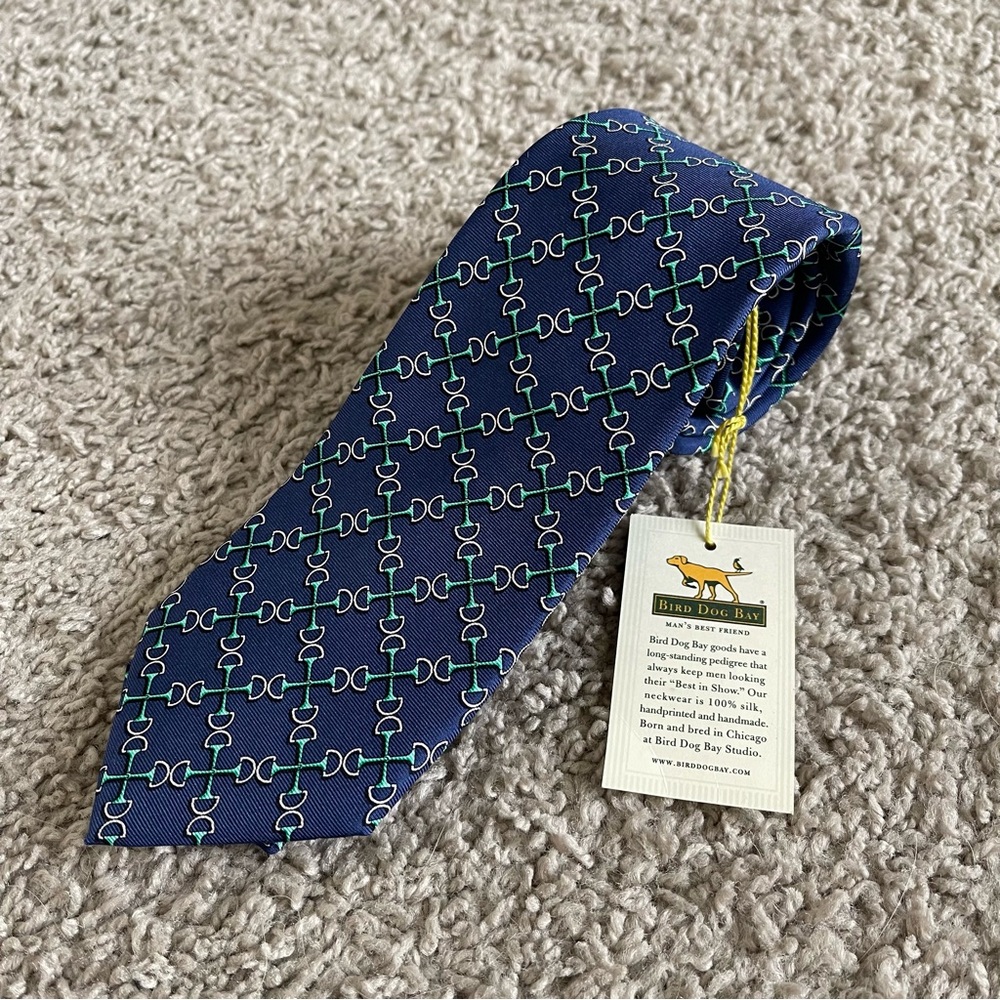 Bird Dog Bay 100% Silk Horsebit Buckle Pattern Two Bits Tie
